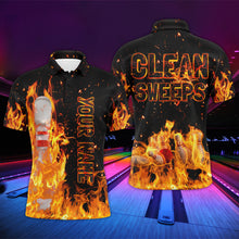 Load image into Gallery viewer, Flame Men Polo Bowling Shirt, Clean Sweeps Personalized Team Bowlers Jersey NBP80