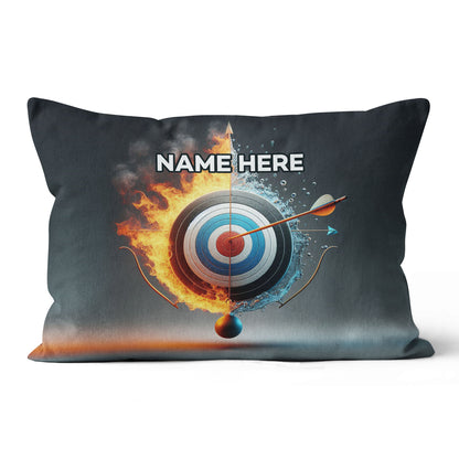 Personalized Archery 3d Target With Bow In Water And Fire Throw Pillows TDM0856