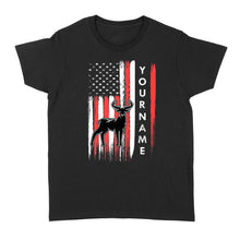 Load image into Gallery viewer, American flag deer hunting custom name shirt, personalized deer hunting apparel Women's T-shirt- NQS1206