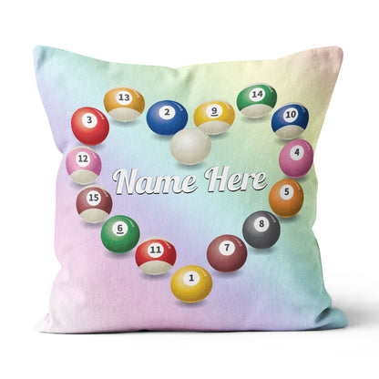 Customized Billiard Balls Heart Shape Pillow, Valentine Gifts For Pooler TDM0874