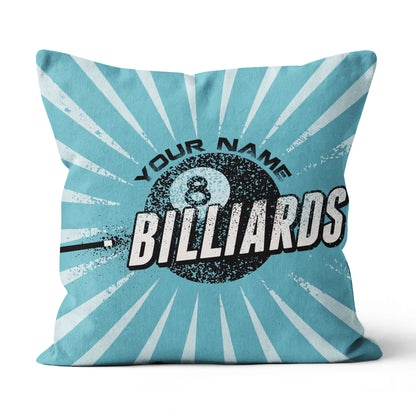 Personalized Blue Vintage 8 Ball Billiards Pillow Custom Billiards Gifts VHM0823