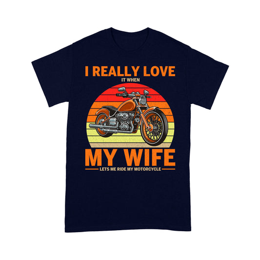 I Really Love My Wife Motorcycle Men T-shirt - Biker T-shirt, Cool Cruiser Rider Shirt for Husband Biker| NMS08