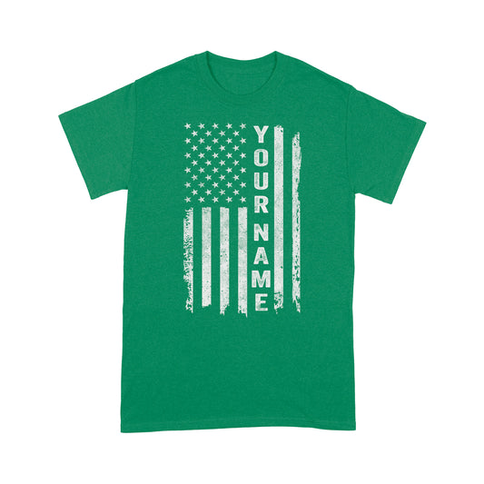 Custom name American flag shirt, personalized American patriot T-shirt, birthday gift, Christmas gift for dad, mom - NQS1290