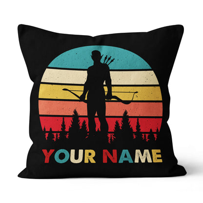 Funny Archer Retro Vintage Style Personalized Name Archery Throw Pillows TDM0775