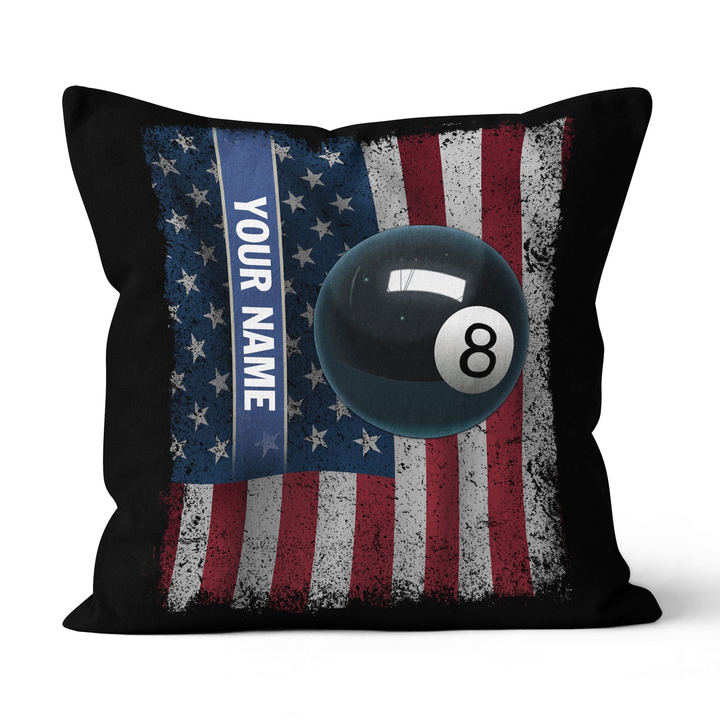 Patriotic American Flag Custom 8 Ball Pool Billiard Sports Throw Pillows TDM0773