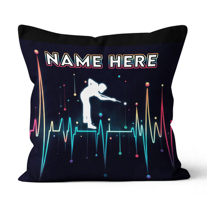 Funny Colorful Heartbeat Billiard Player Throw Pillow Custom Pool Throw Pillow TDM0893
