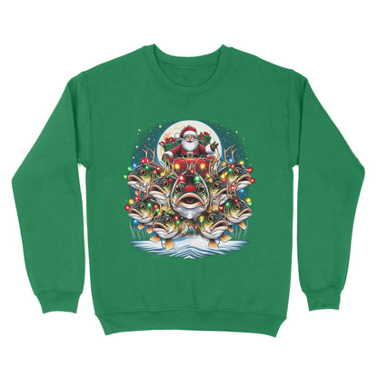 Sweatshirt - Nine Bass fish as Santa's Reindeer