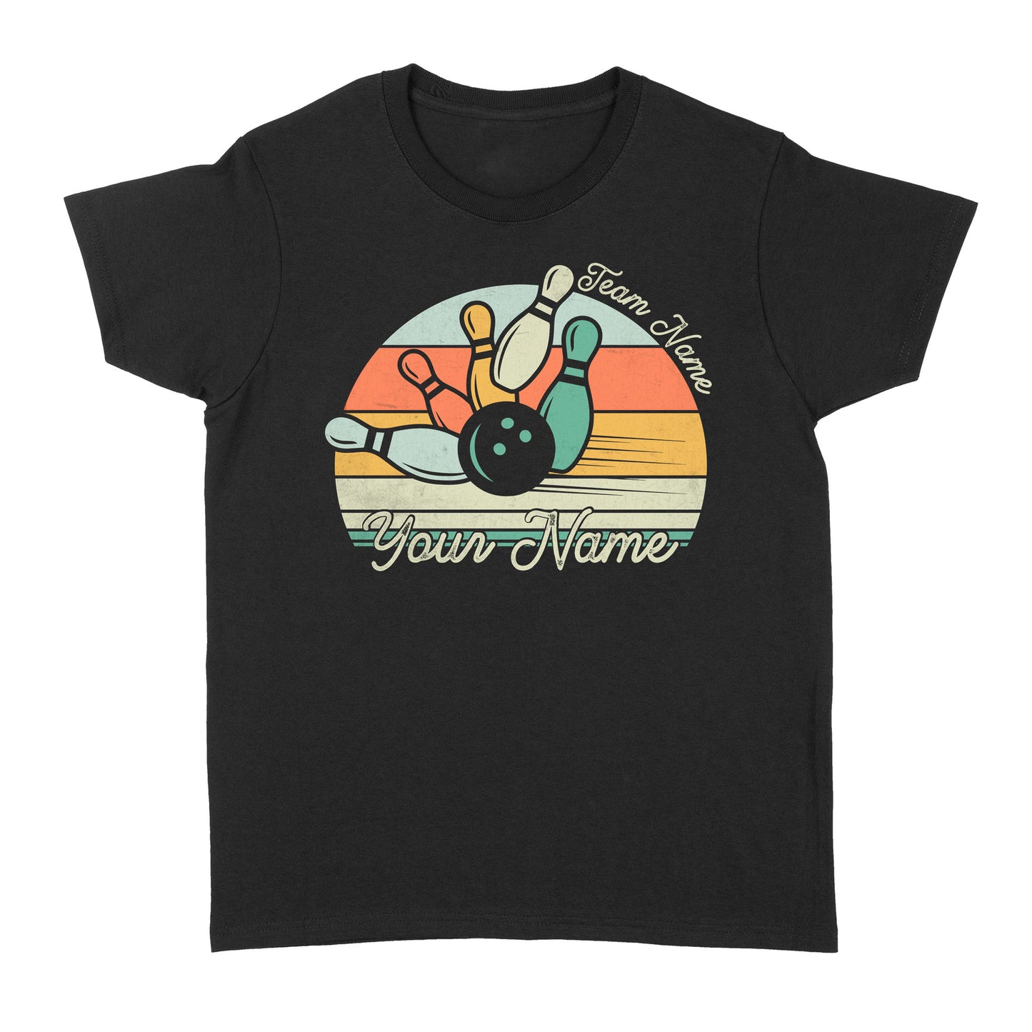 Custom Bowling Retro Shirt, Personalized Bowling Name Women's T-shirt