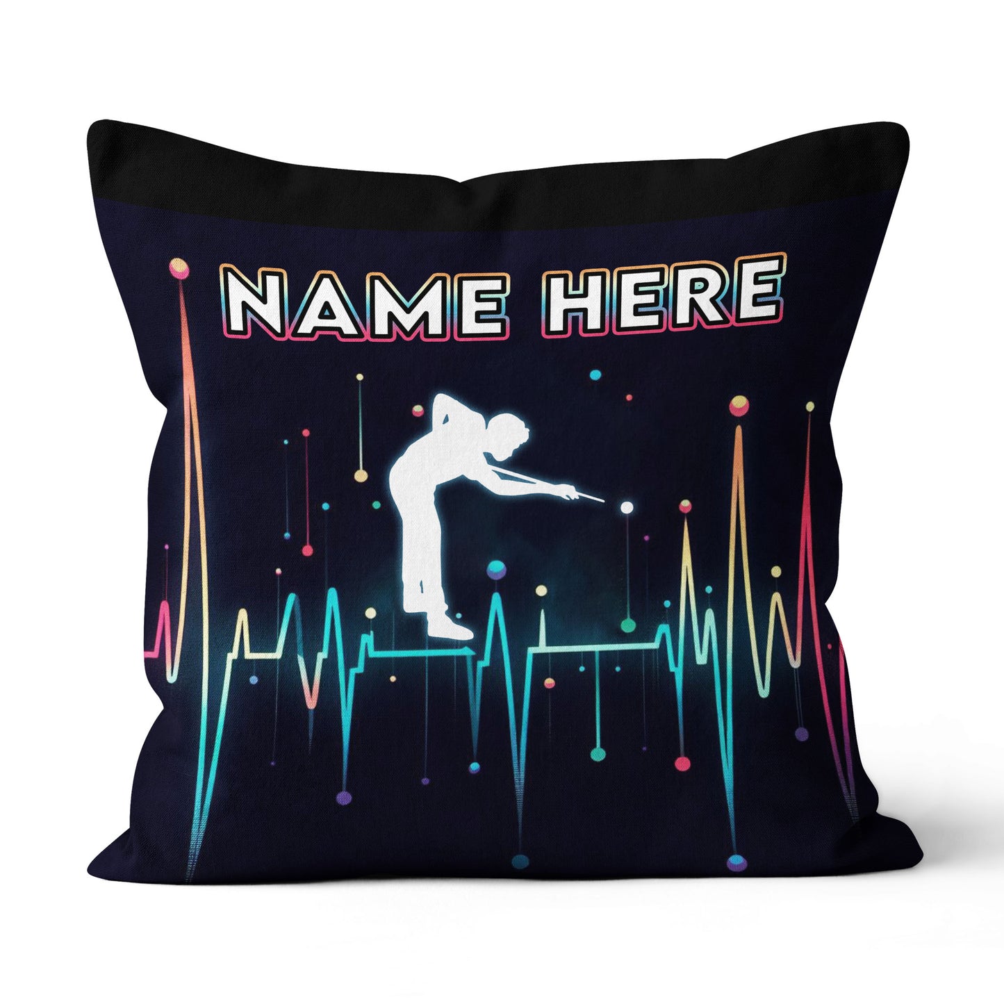 Funny Colorful Heartbeat Billiard Player Throw Pillow Custom Pool Throw Pillow TDM0893