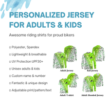Load image into Gallery viewer, Motocross green neon custom MX jersey UPF30+ kid men women biker extreme dirt racing motorcycle PDT47