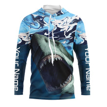 Load image into Gallery viewer, Personalized Shark Fishing Wave Camo Custom performance Fishing Shirts, UV Protection Shark Fishing apparel - TMTS054