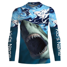 Load image into Gallery viewer, Personalized Shark Fishing Wave Camo Custom performance Fishing Shirts, UV Protection Shark Fishing apparel - TMTS054
