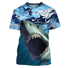 Load image into Gallery viewer, Personalized Shark Fishing Wave Camo Custom performance Fishing Shirts, UV Protection Shark Fishing apparel - TMTS054