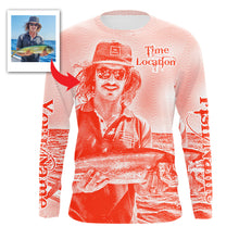 Load image into Gallery viewer, Fishing Shirt Custom Name, Image, Time, Location 3D UV protection Shirts UPF 30+ Fishing gift| Red - TMTS050