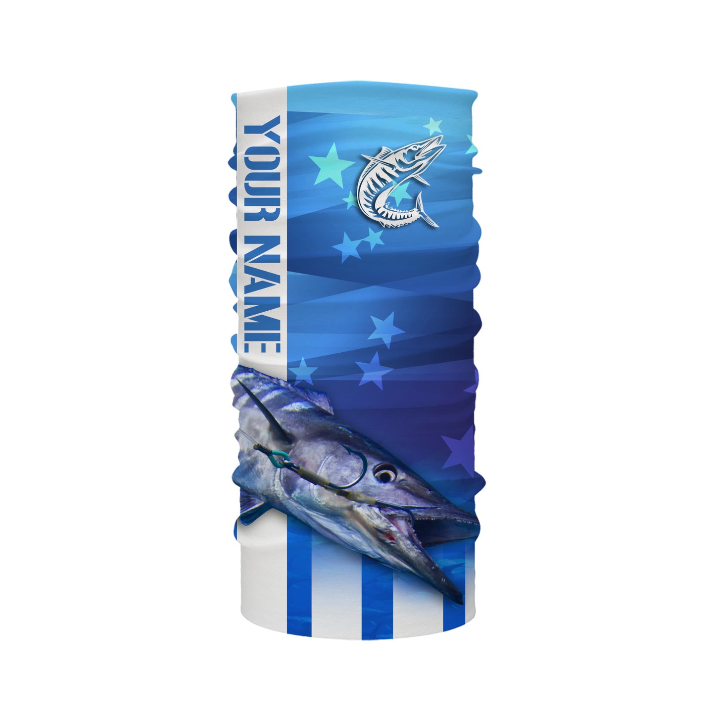 Wahoo Fishing Custom Blue Long sleeve performance Fishing Shirts, Wahoo Fishing apparel TMTS016