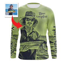 Load image into Gallery viewer, Fishing Shirt Custom Name, Image, Time, Location 3D UV protection Shirts UPF 30+ Fishing gift| Green- TMTS050