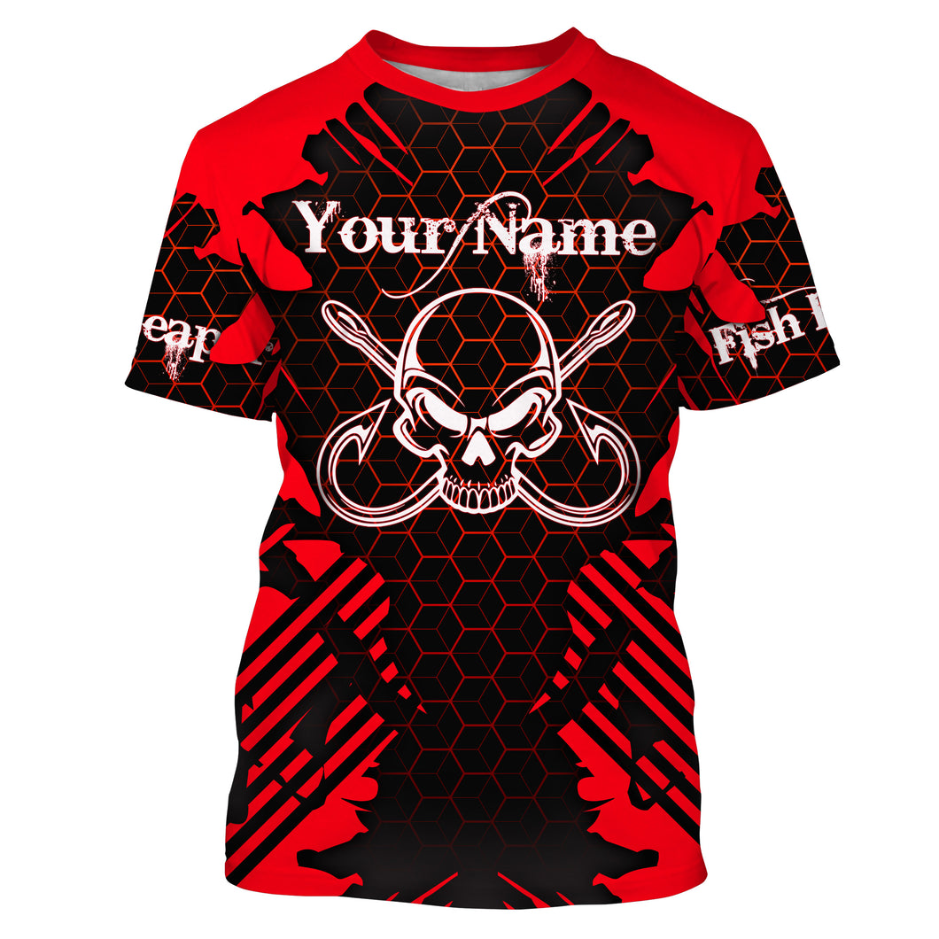 Fish Reaper Skull Custom Long Sleeve performance Fishing Shirts, Skull Fishing jerseys TMTS070