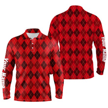 Load image into Gallery viewer, Christmas plaid Argyle Pattern - Funny Christmas Men&#39;s Golf Polo Custom Name shirt TTN103