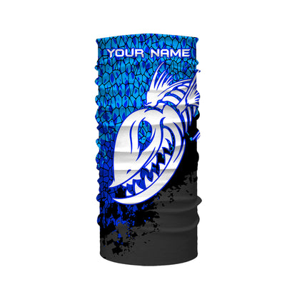 Blue Camo Fish Reaper Skull Custom Long Sleeve Performance Fishing Shirts TTN92