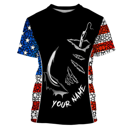 American Flag 3D Fish hook Customize UV Protection Long sleeve performance Patriot Fishing Shirts TTN50