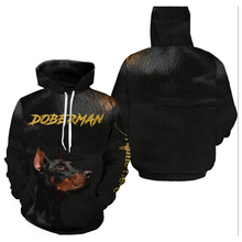 Load image into Gallery viewer, Love Doberman Hoodie Long Sleeve T-shirt| Custom Name Doberman All Over Print Shirt for Him Her| JTSD273