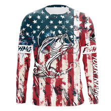 Load image into Gallery viewer, Beautiful America flag bass fishing tattoo UV protection personalized shirts