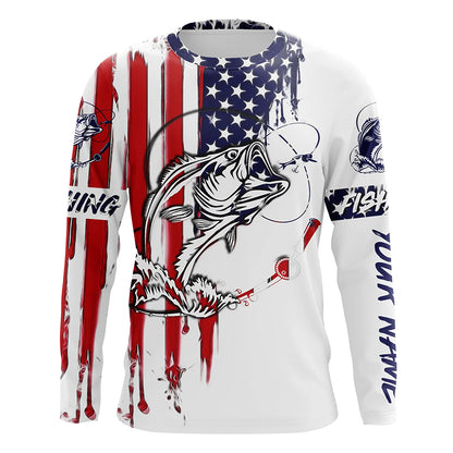 Bass fishing with America flag fishing shirt gift for fisherman A10