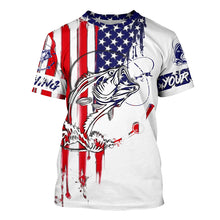 Load image into Gallery viewer, Bass fishing with America flag fishing shirt gift for fisherman A10