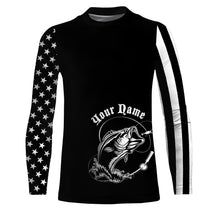 Load image into Gallery viewer, Custom Name Bass Fishing US Flag Performance Fishing Shirt, Bass Fishing Jerseys