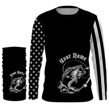 Load image into Gallery viewer, Custom Name Bass Fishing US Flag Performance Fishing Shirt, Bass Fishing Jerseys