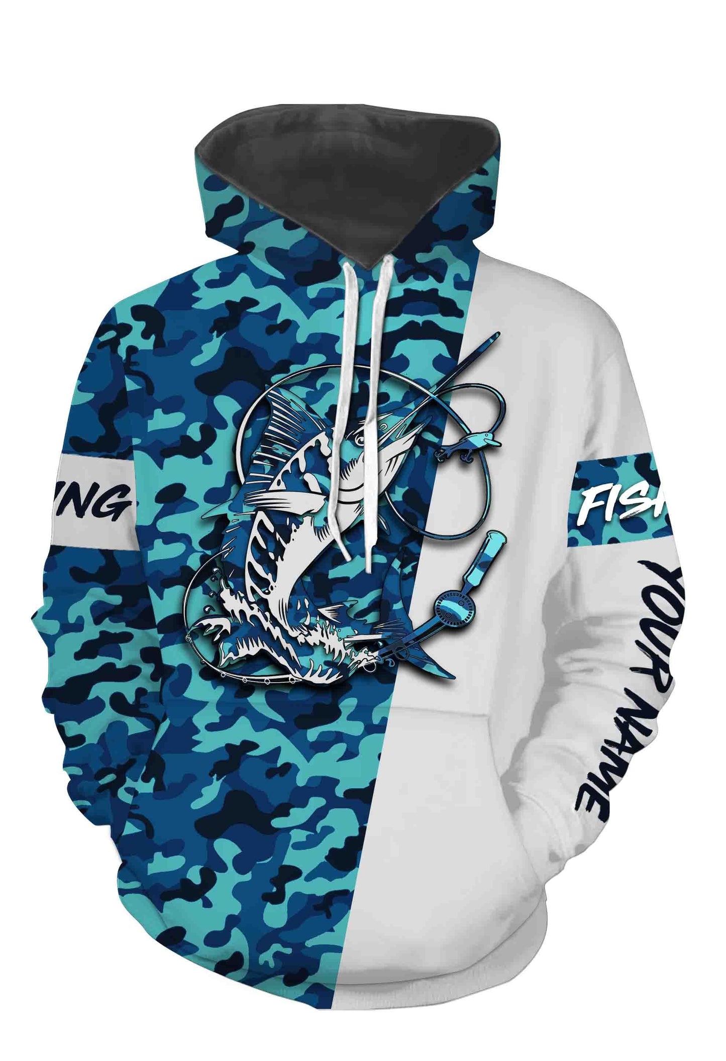Sailfish Fishing Sea Camo Custom Name Full Printing Shirts Personalized Gift TATS113