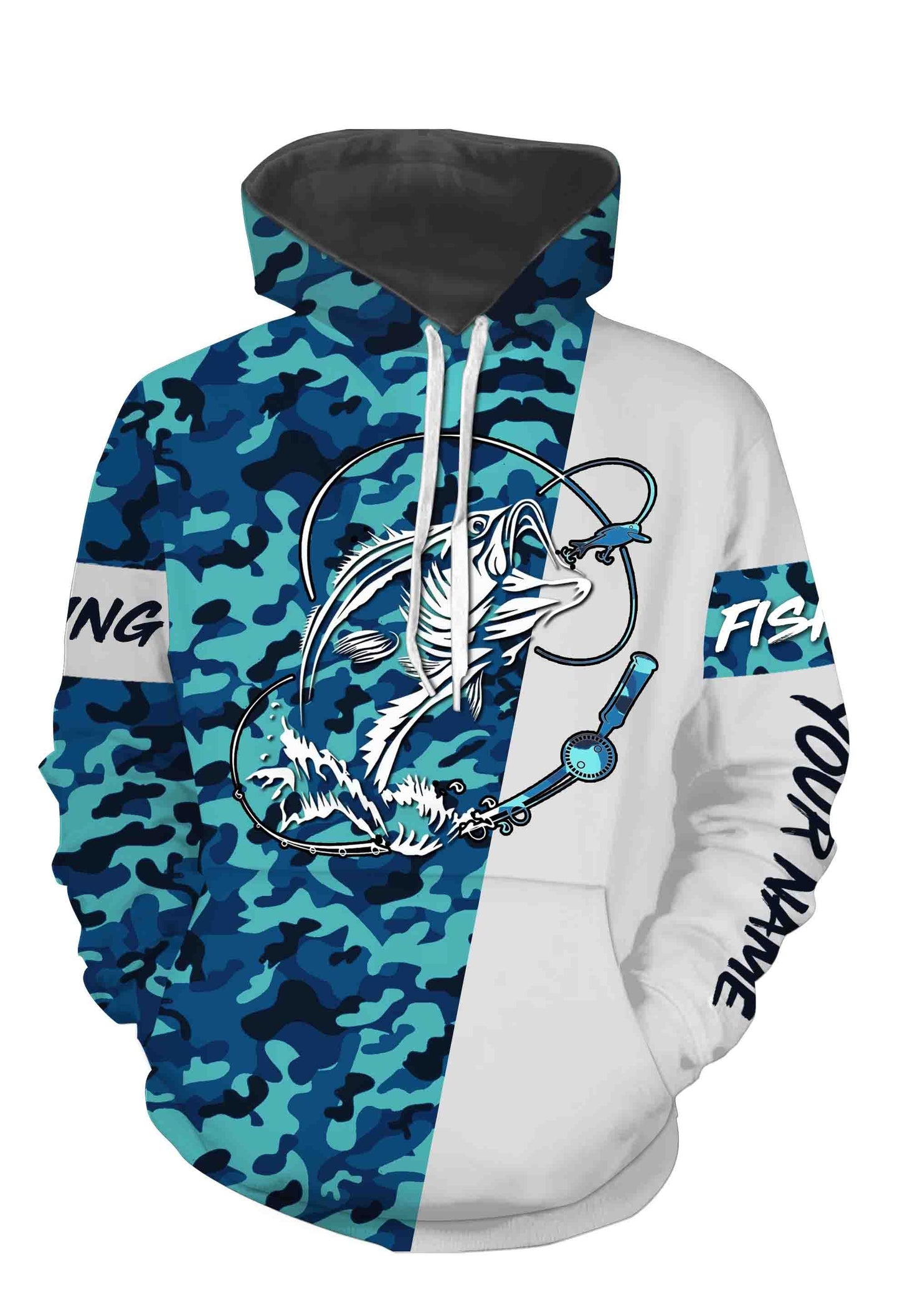Bass Fishing Sea Camo Custom Name Full Printing Shirts Personalized Gift TATS116