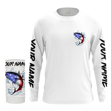 Load image into Gallery viewer, Tuna Fishing American Flag Custom performance Long Sleeve Fishing Shirts, Patriotic Fishing gifts - IPHW1414