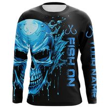Load image into Gallery viewer, Fish On Fish Hook Custom Skull Long Sleeve Fishing Shirts,  Skull Performance Fishing Jerseys IPHW5136