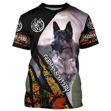 Load image into Gallery viewer, German Shepherd Hunting dog orange camo Customize 3D All over print shirts - various styles to choose all over  T shirt, Long sleeve, Sweatshirt, Tank Top, Zip up, Hoodie - IPH2148