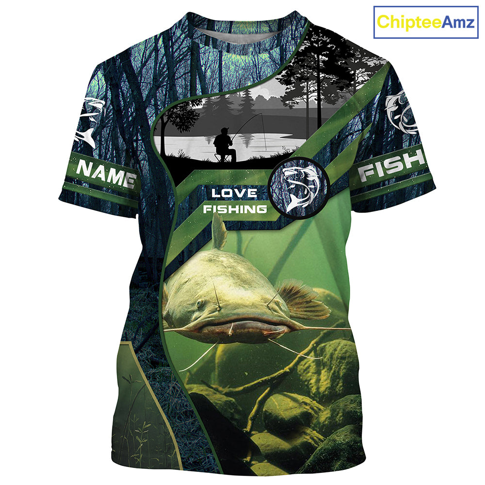 Flathead Catfish Custom name All over print shirts - personalized fishing gift for men, women and kid - IPH1312
