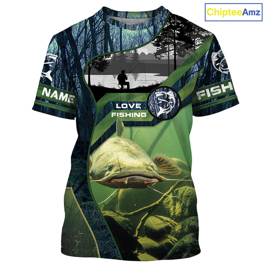 Flathead Catfish Custom name All over print shirts - personalized fishing gift for men, women and kid - IPH1312