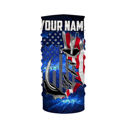 US Fishing Fish Hook American Flag UV protection Custom long sleeves Patriotic fishing apparel gifts - NQS3660