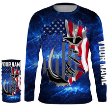Load image into Gallery viewer, US Fishing Fish Hook American Flag UV protection Custom long sleeves Patriotic fishing apparel gifts - NQS3660