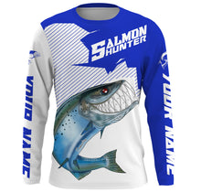 Load image into Gallery viewer, Angry Chinook King Salmon Custom Long sleeve Fishing Shirts, Salmon hunter Fishing jerseys | blue IPHW3352
