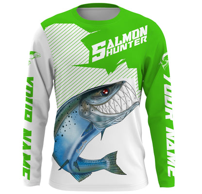 Angry Chinook King Salmon Custom Long sleeve Fishing Shirts, Salmon hunter Fishing jerseys | green IPHW3353