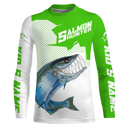 Angry Chinook King Salmon Custom Long sleeve Fishing Shirts, Salmon hunter Fishing jerseys | green IPHW3353