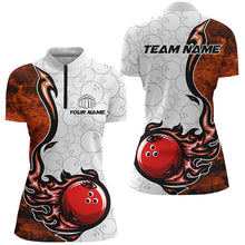 Load image into Gallery viewer, Custom Flame Bowling Shirts For Women Bowling Ball Pattern Bowling Team Jerseys For Bowlers IPHW5495
