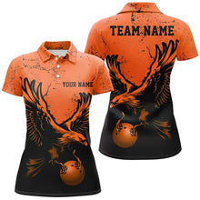 Load image into Gallery viewer, Custom Orange Eagle Women Bowling Polo Shirts Grunge Vintage Bowling Team Jerseys Outfits IPHW5343