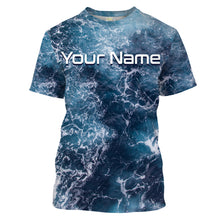 Load image into Gallery viewer, Sea camo Fishing Custom UV Long Sleeve Fishing Shirts, Saltwater Fishing Shirts - IPHW877