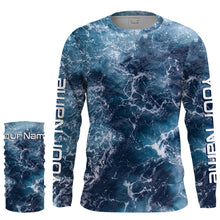 Load image into Gallery viewer, Custom Saltwater Long sleeve Fishing Shirts UV Protection, Sea wave camo Fishing Shirts - IPHW879