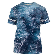 Load image into Gallery viewer, Custom Saltwater Long sleeve Fishing Shirts UV Protection, Sea wave camo Fishing Shirts - IPHW879