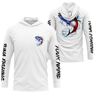 Tuna Fishing American Flag Custom performance Long Sleeve Fishing Shirts, Patriotic Fishing gifts - IPHW1392