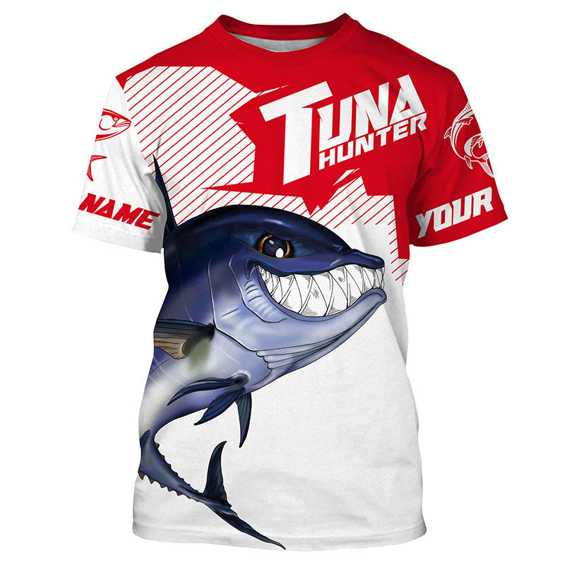 Bluefin Tuna hunter Fishing jerseys, Custom Angry Tuna Long sleeve performance Fishing Shirts |red IPHW3402