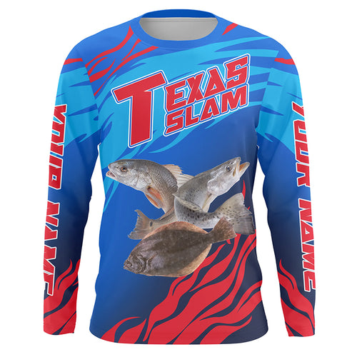 Custom Texas Inshore Slam Fishing Redfish, Trout, Flounder Long Sleeve Fishing Shirts Jerseys IPHW3941